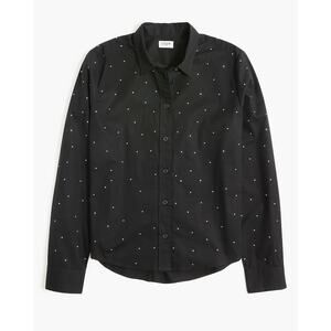 J.Crew FACTORY Rhinestone Modern Button Down - XXS - Hotfix Jeweled Black
